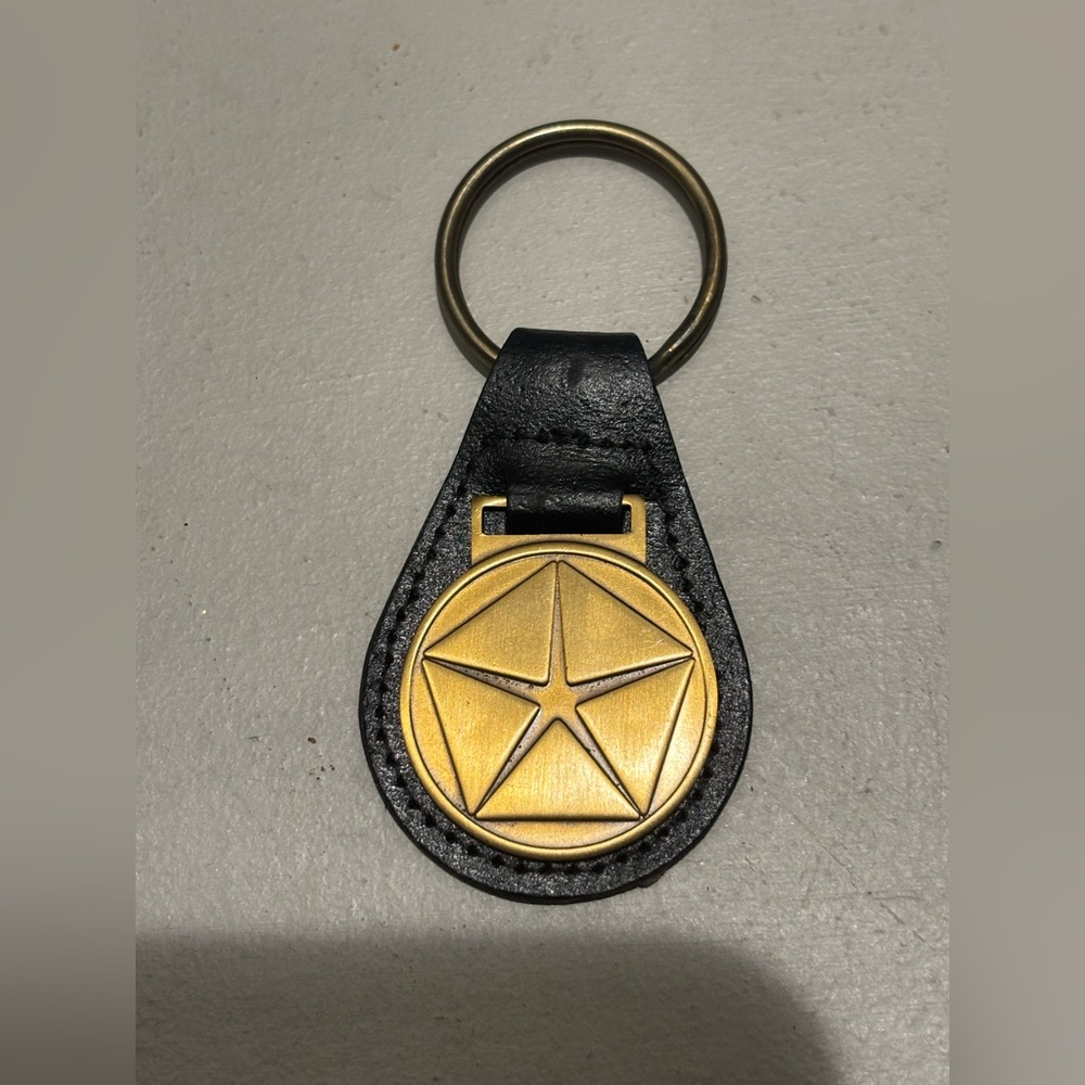 Vintage Chrysler Dodge leather and brass VIP key fob chain automotive car dealer